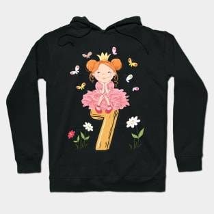 7th Birthday Princess  Butterflies Flowers Hoodie